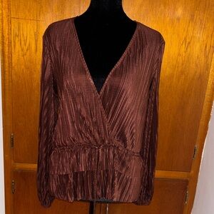 Zara Elegant Brown Wrap Top SZ MED